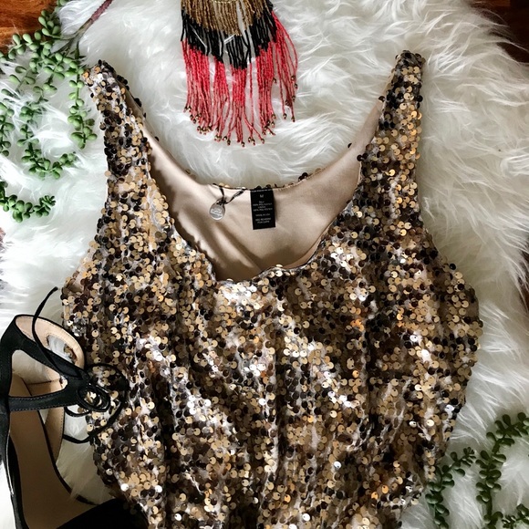 Black & Gold Sequined Mini Dress - Picture 2 of 2